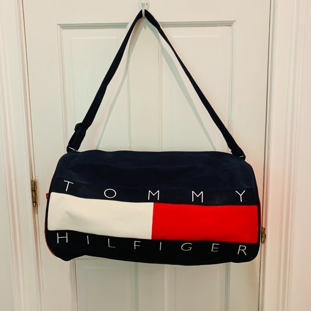 Vintage Tommy Hilfiger Sports Bag Travel Bag Duffle GYM Bag 90s